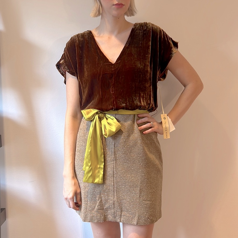 Uncle Frank Velvet & Linen Mini Dress